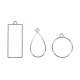 Metallic bezel: Pendant, silver, Rectangle, drop & round, tab-bag 3pc