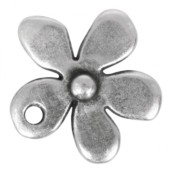 Element decorativ metalic: Blossom, oxidized argintiu, hole 1mm o, tab-bag 3pcs.