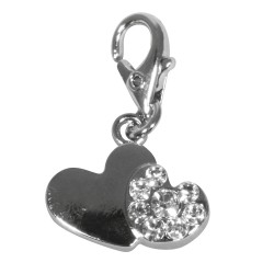 Funny-Charms: Double heart, 15mm, w. carabiner12mm, t-bag 1pc. Funny-Charms: Double heart, 15mm, w. carabiner12mm, t-bag 1pc.