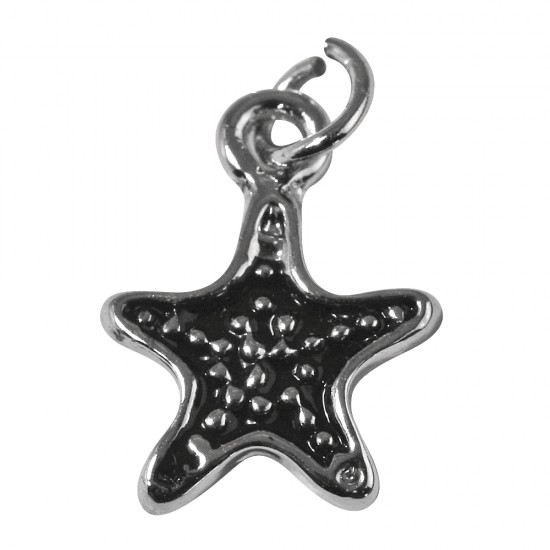 Pandantiv din metal: Star, 15mm o, oxidized argintiu, eye 2.5mm o, tab-bag 3pcs.