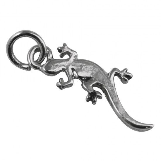 Pandantiv din metal: Salamander, 18mm o, argintiu, eye 1.5mm o, tab-bag 3pcs.