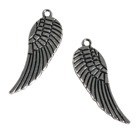 Pandantiv din metal: Wing, 28mm o, oxidized argintiu, eye 1mm o, t-bag 3pcs.