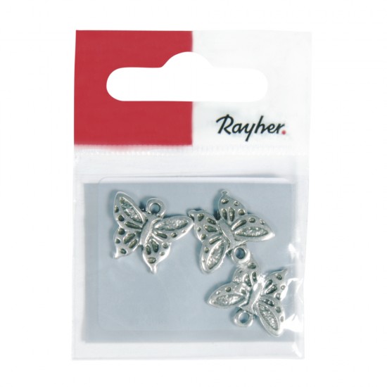 Pandantiv din metal: Butterfly, 16mm o, oxidized argintiu, eye 1mm o, t-bag 3pcs.