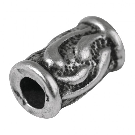 Metal roller, 11mm o, oxidized argintiu, big hole 3mm o, t-bag 3pcs.