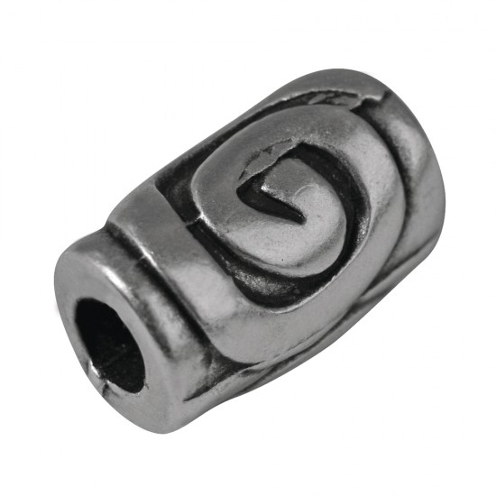 Metal roller, 14mm o, oxidized argintiu, big hole 3mm o, t-bag 2pcs.