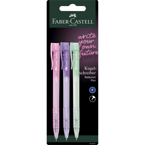 Pix 0.5mm semi-gel cu mecanicsm, mina albastru , RX5, FABER-CASTELL , 3/blister