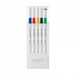 Fineliner 0.4 mm, UNI, EMOTT,  culori intense, NO.1, 5 culori/set