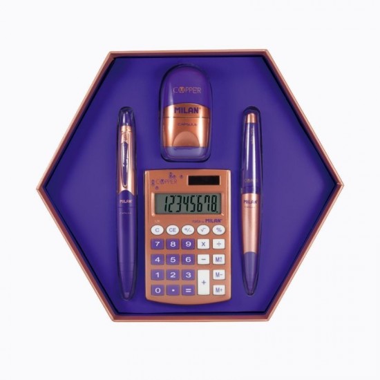 Set cadou calculator Copper aramiu/mov MILAN