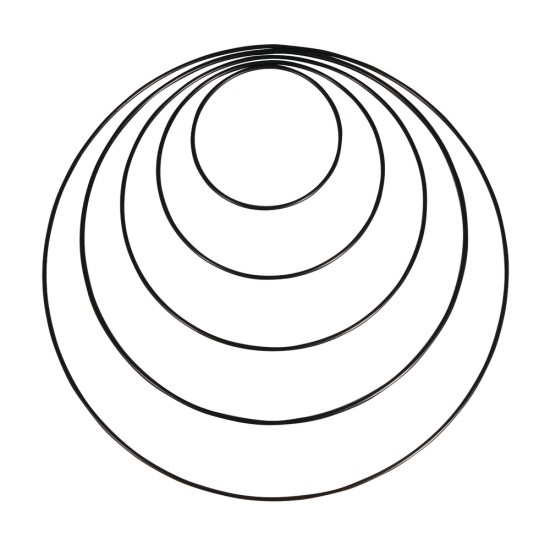Inel metalic negru, set 5 bucati diverse dimensiuni