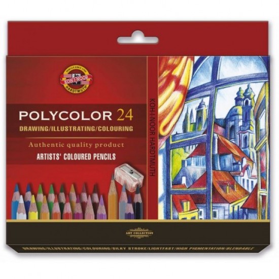 K3834-24 Set Creioane POLYCOLOR, 24 culori - in cutie de carton