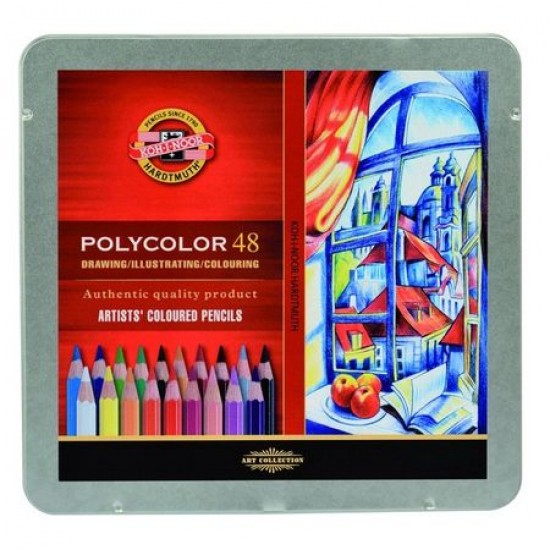 K3826-48 Set Creioane POLYCOLOR, 48 culori - In cutie metalica