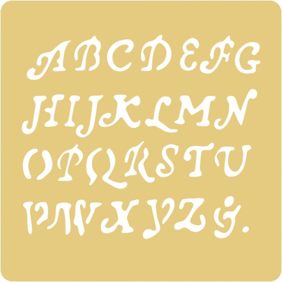 Sablon embosare Rayher, alfabet, 65x65 mm
