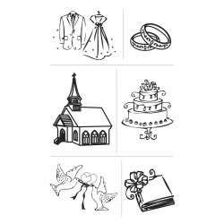 Stampila Rayher, silicon, Nunta , dimensiuni 3-5 cm, 6/set Stampila Rayher, silicon, Nunta , dimensiuni 3-5 cm, 6/set