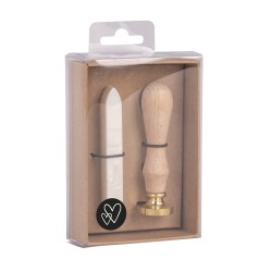 Ceara de sigiliu cu stampila , inima, 2.5cm, Alb metalic,, 1 stampila, 1 ceară approx.12g 