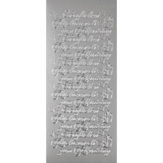 Sticker: Herzlichen Gluckwunsch, argintiu, 10x23 cm
