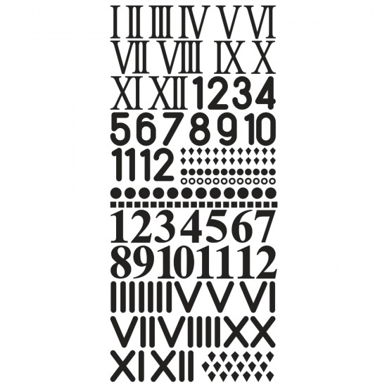 Sticker Rayher, Cifre ceas, negru, 10x23cm