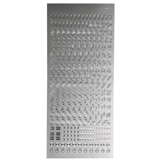 Litere autoadezive 0-9, argintiu, 10x23cm