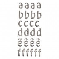Litere autoadezive A-Z, argintiu, 10x24.5cm