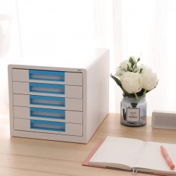 Cabinet 5 sertare ALB/BLEU DELI Cabinet 5 sertare ALB/BLEU DELI