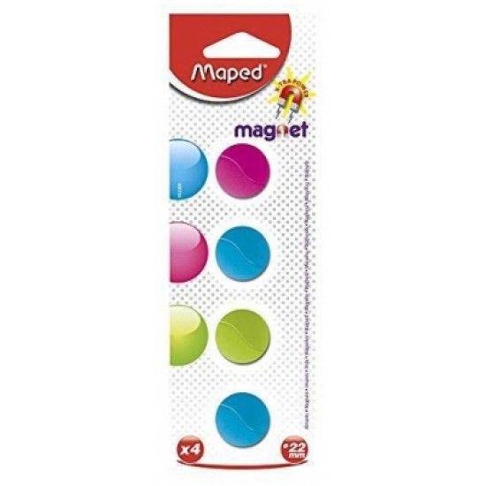 Magnet rotund, 22 mm, culori asortate, 4 buc/set Maped