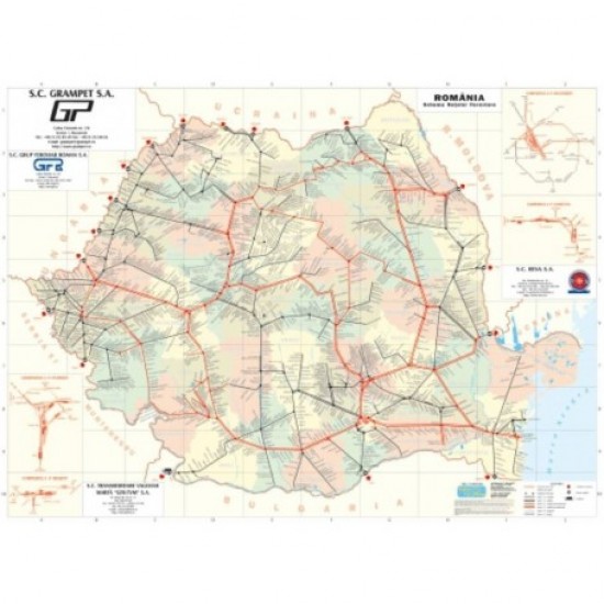 Harta ROMANIA, 140x100cm, fizica /rutiera, AMCO plastifiat