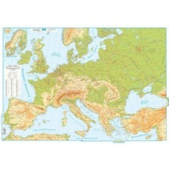 Harta EUROPA, 140x100cm, fizica, AMCO plastifiat