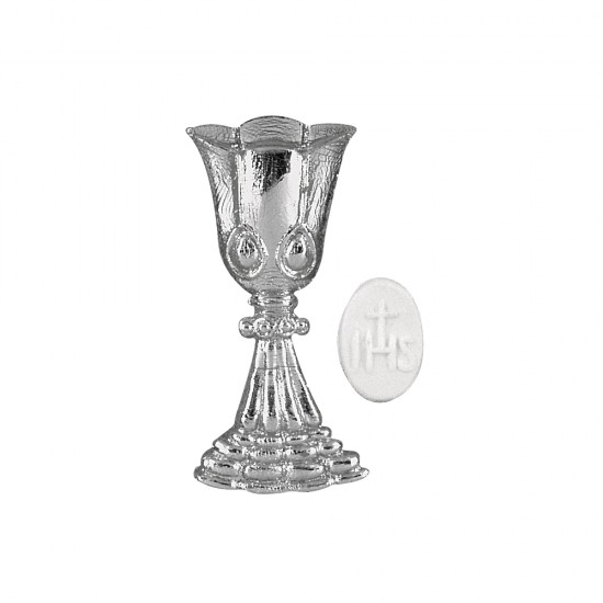 Elemente din ceara pentru decorat: Chalice + host, 6cm, argintiu, 1 pce.