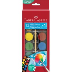 Acuarele 12 culori 30mm + pensula 2023 FABER-CASTELL