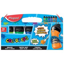 Guase Maped, 75ml/tub, 6culori ultralavabila Guase Maped, 75ml/tub, 6culori ultralavabila