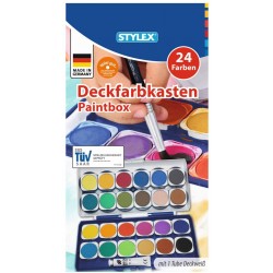 Acuarela 24 culori pastile detasabile + tub alb STYLEX  Acuarela 24 culori pastile detasabile + tub alb STYLEX