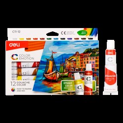 Tempera 12 culori 12ml Deli Tempera 12 culori 12ml Deli