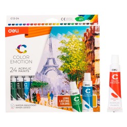 Culori acrilice 24 culori 12ml DELI Culori acrilice 24 culori 12ml DELI