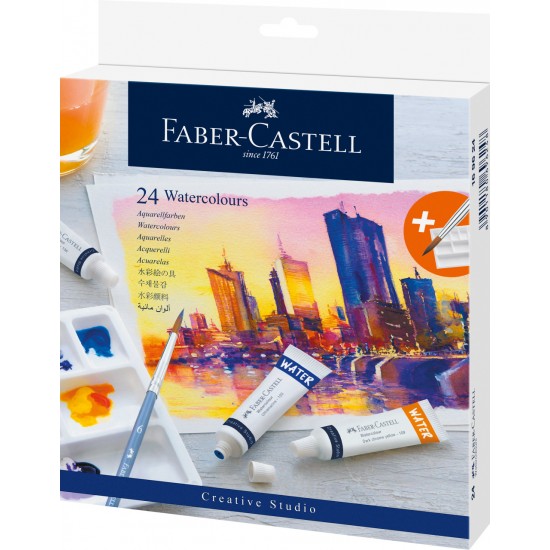 Tempera Faber-Castell 24 culori x 9ml, 1 paleta amestecat culorile