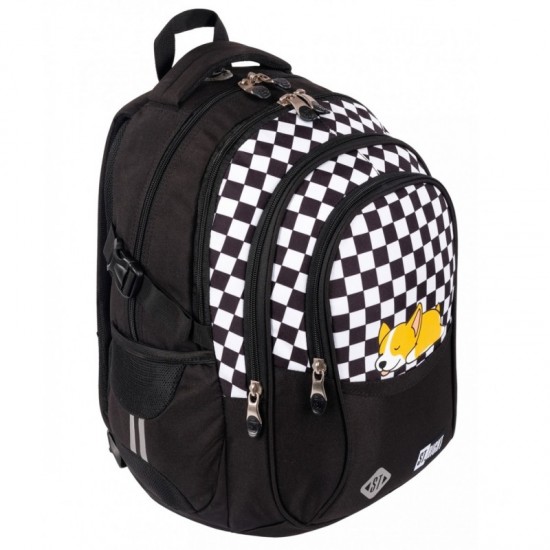 Rucsac / Ghiozdan St.Majewski St.Right Sleepy Corgi, 43cm, 4 compartimente, negru cu alb,  664359 Rucsac / Ghiozdan St.Majewski St.Right Sleepy Corgi, 43cm, 4 compartimente, negru cu alb,  664359