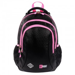 Rucsac / Ghiozdan St.Majewski St.Right Black Glitter, 39cm, 3 compartimente, negru cu roz, 665356 Rucsac / Ghiozdan St.Majewski St.Right Black Glitter, 39cm, 3 compartimente, negru cu roz, 665356