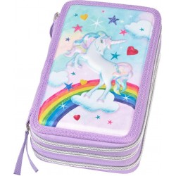 Penar echipat 44 piese, 3 fermoare, UNICORN 3D,FABER-CASTELL