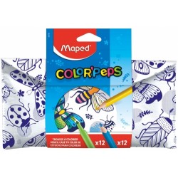 Set coloriaj, penar de personalizat + 12 creioane colorate Strong + 12 carioci Long Life, Maped