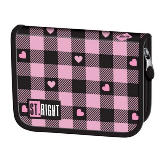 Penar neechipat St.Majewski St.Right Pink Checkered, 1 fermoar, 2 extensii, negru cu roz