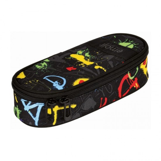 Penar neechipat St.Majewski Emoji, 1 fermoar, negru cu galben Penar neechipat St.Majewski Emoji, 1 fermoar, negru cu galben