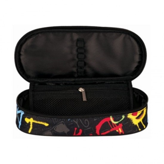 Penar neechipat St.Majewski Emoji, 1 fermoar, negru cu galben Penar neechipat St.Majewski Emoji, 1 fermoar, negru cu galben