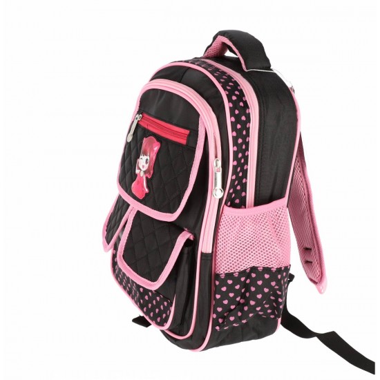 Ghiozdan Prescolar, SchoolFriendly Inimioare, 2 Fermoare, 38x28x20cm, Negru