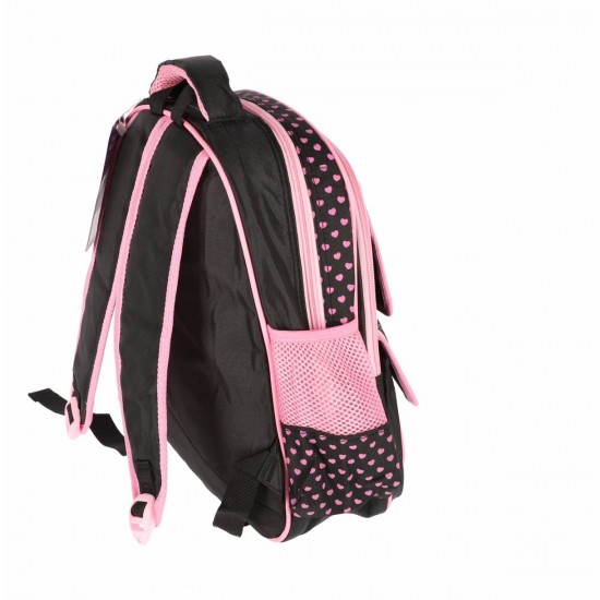 Ghiozdan Prescolar, SchoolFriendly Inimioare, 2 Fermoare, 38x28x20cm, Negru