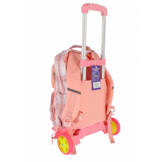 Troler Scolar, Schoolfriendly, catarame , 44x31x20cm, 3fermoare 3compartimente, ROZ