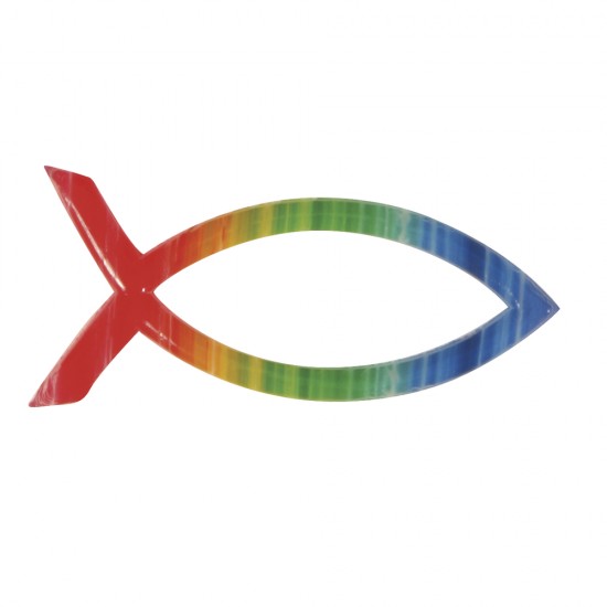 Decoratiune din ceara Christian Fish Rainbow, 4x2cm, 1pc
