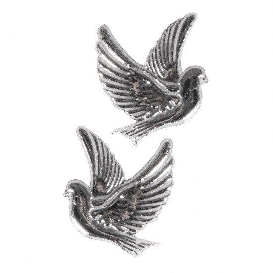 Decoratiune din ceara: Pigeon, argintiu, 2.2x2.7cm, 2pcs