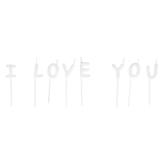 Lumanare I Love You, alb, 2x7.7cm, 8 litere, tab-BLI