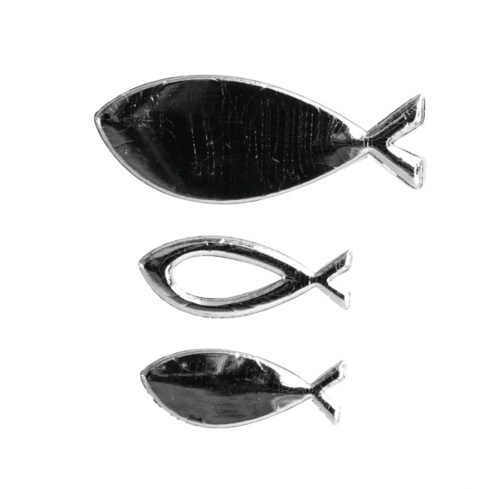 Decoratiune din ceara Fishes, argintiu, assorted, 2.4-4cm, 3pcs