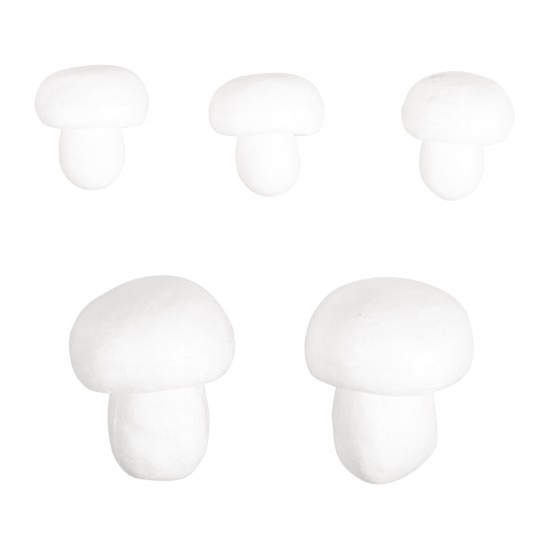 Ciuperci polistiren , styrofoam Rayher, asortate, 5 buc/set, 2 buc: 6x7.5 cm + 3 buc: 4.5x5 cm