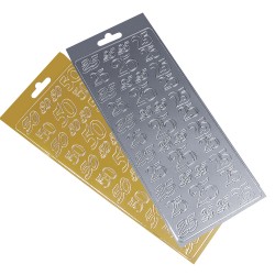 Motif autocolant 25,argintiu, foaie de 10x24,5 cm Motif autocolant 25,argintiu, foaie de 10x24,5 cm