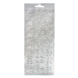 Autocolant 80, argintiu, foaie 10x24,5 cm